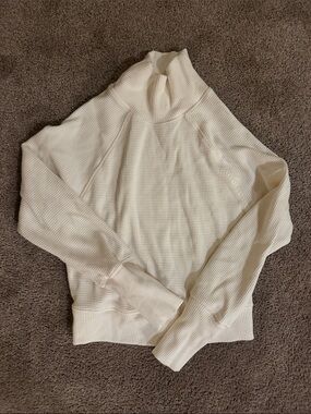 Women’s Cream Waffle Knit Mock Neck Sweater